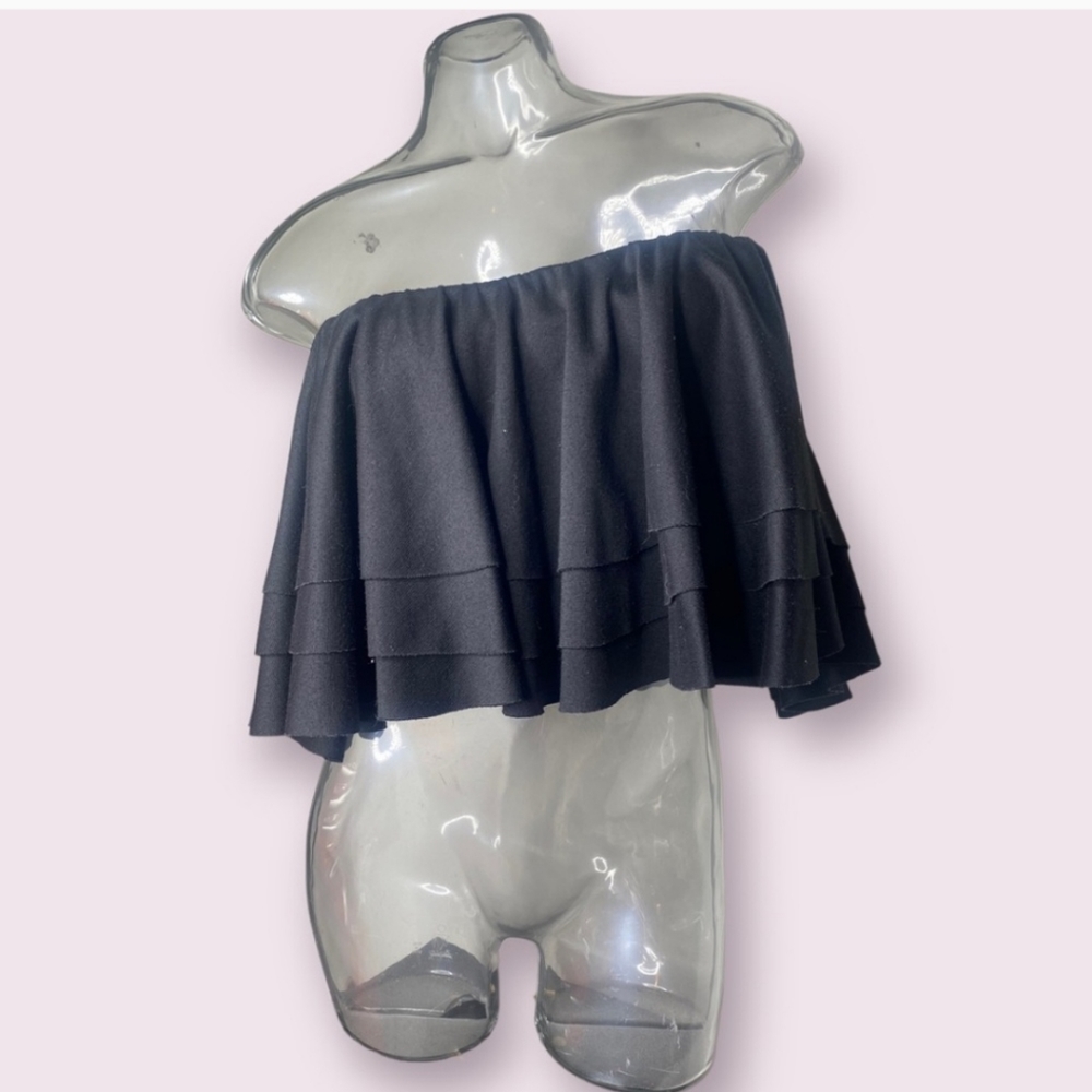 BOOHOO Black Layered Crop Tube Top